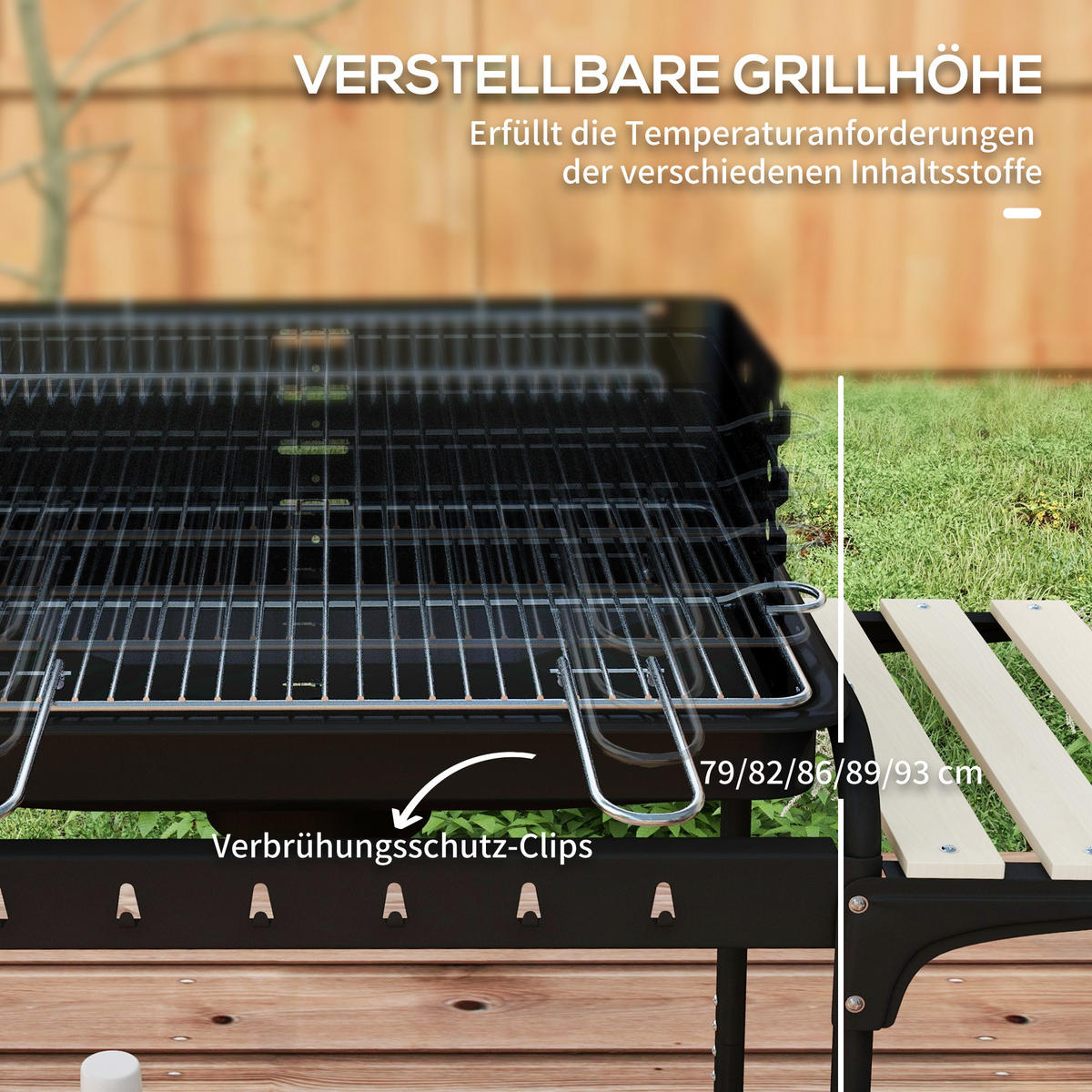 HOLZKOHLEGRILL aus Metall - Schwarz, Metall (47/95/103cm) - Outsunny