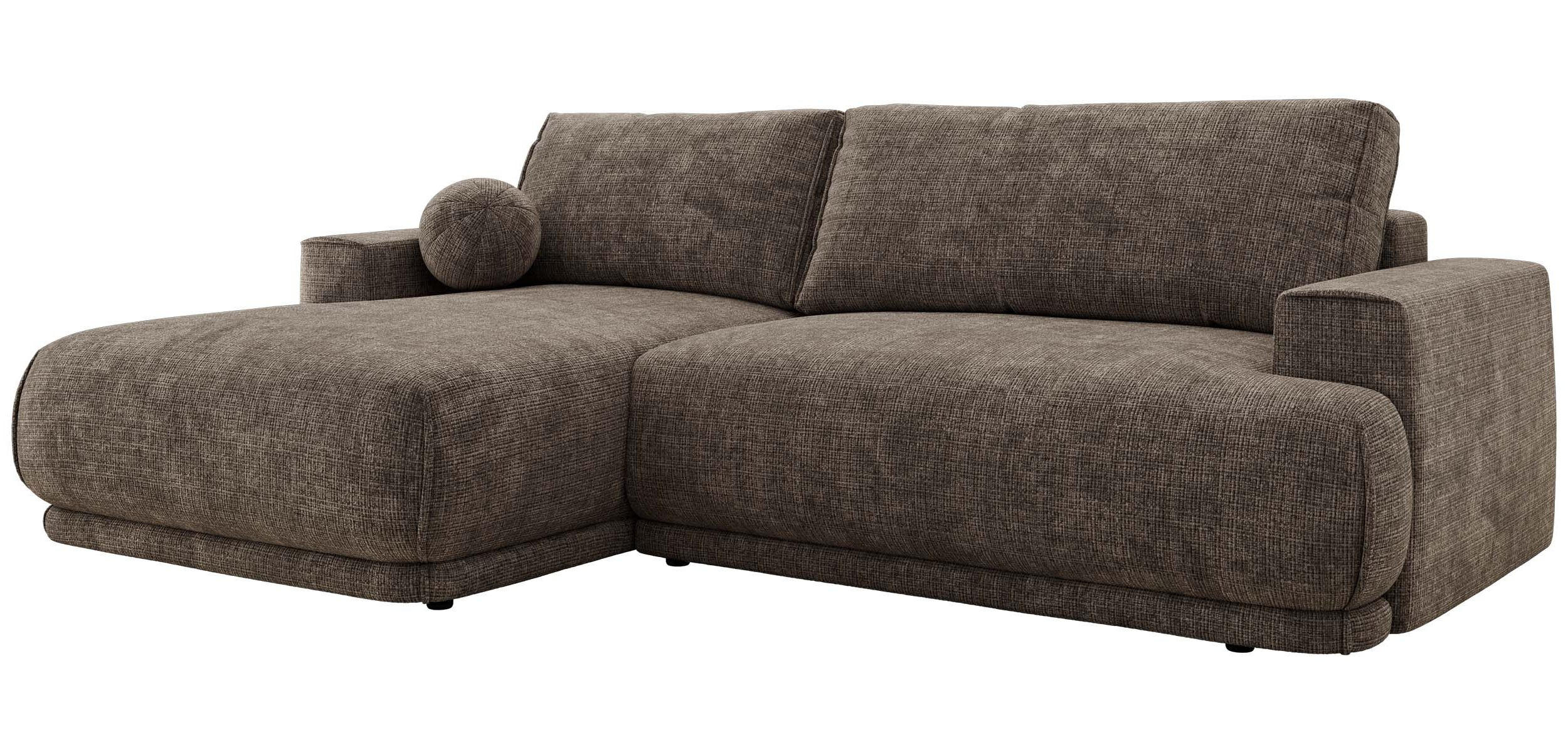 ECKSCHLAFSOFA RINA L Braun Schenille grob gewebt - links - Schwarz/Braun, Kunststoff/Textil (267/170cm) - MKS