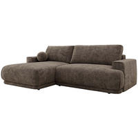 ECKSCHLAFSOFA RINA L Braun Schenille grob gewebt - links - Schwarz/Braun, Kunststoff/Textil (267/170cm) - MKS