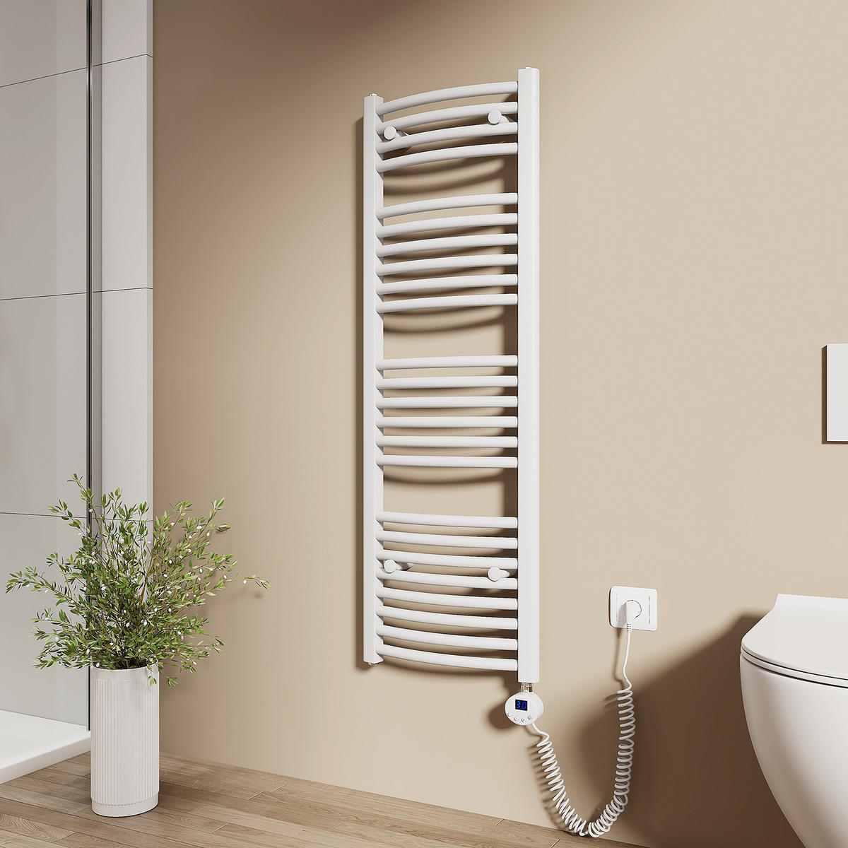 HANDTUCHHEIZKÖRPER elektrisch gebogen Weiß 120/40/5,6 cm - Weiß, Metall (40/120/5.6cm) - EMKE