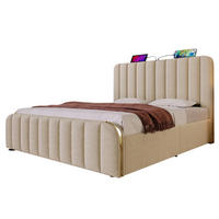 POLSTERBETT mit Bettkasten 180/200 cm in Beige mit USB-C und gepolstertem Kopfteil - Beige, Textil (180/200cm) - BEAOK