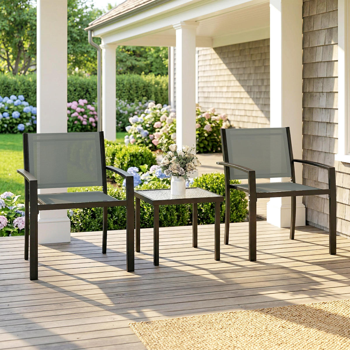 GARTEN-BEISTELLTISCHSET Hellgrau 3 Stück - Hellgrau, Naturmaterialien (58/58/75cm) - GiPP