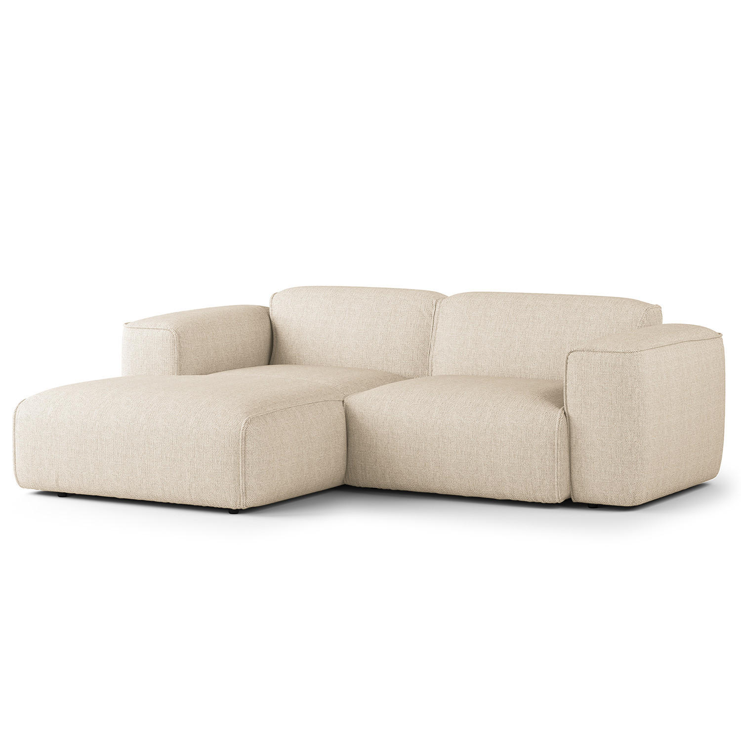 ECKSOFA mit XL-Longchair - Beige/Schwarz, Kunststoff/Textil (260/171cm) - home24
