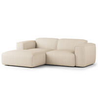 ECKSOFA mit XL-Longchair - Beige/Schwarz, Kunststoff/Textil (260/171cm) - home24