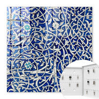 SCHLÜSSELBOX Weiß 30x30 cm – Türöffnung nach rechts - Blaue Arabeske - Blau, Metall (30/30/5cm) - TULUP