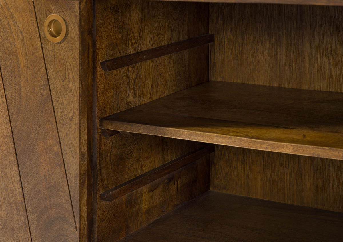 SIDEBOARD Mango 200x45x65 braun geölt / echter Marmor LOS ANGELES #13 - Braun, Holz (200/65/45cm) - Massivmoebel24