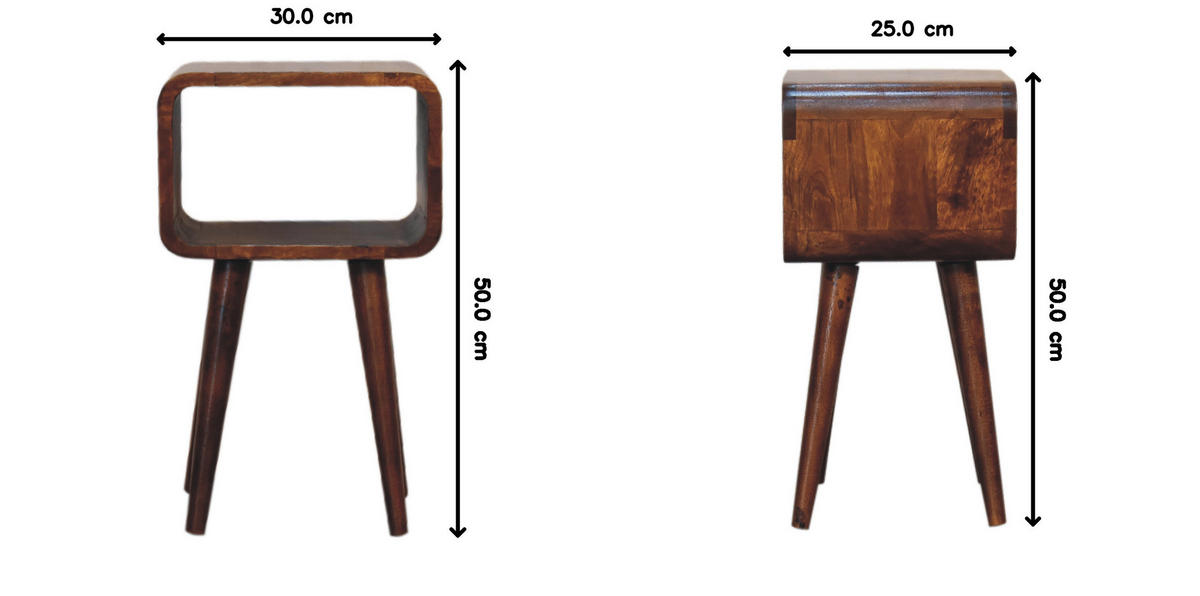 NACHTTISCH mit geschwungenem Design - Messingfarben/Braun, Holz/Metall (30/50/25cm) - Artisan Furniture