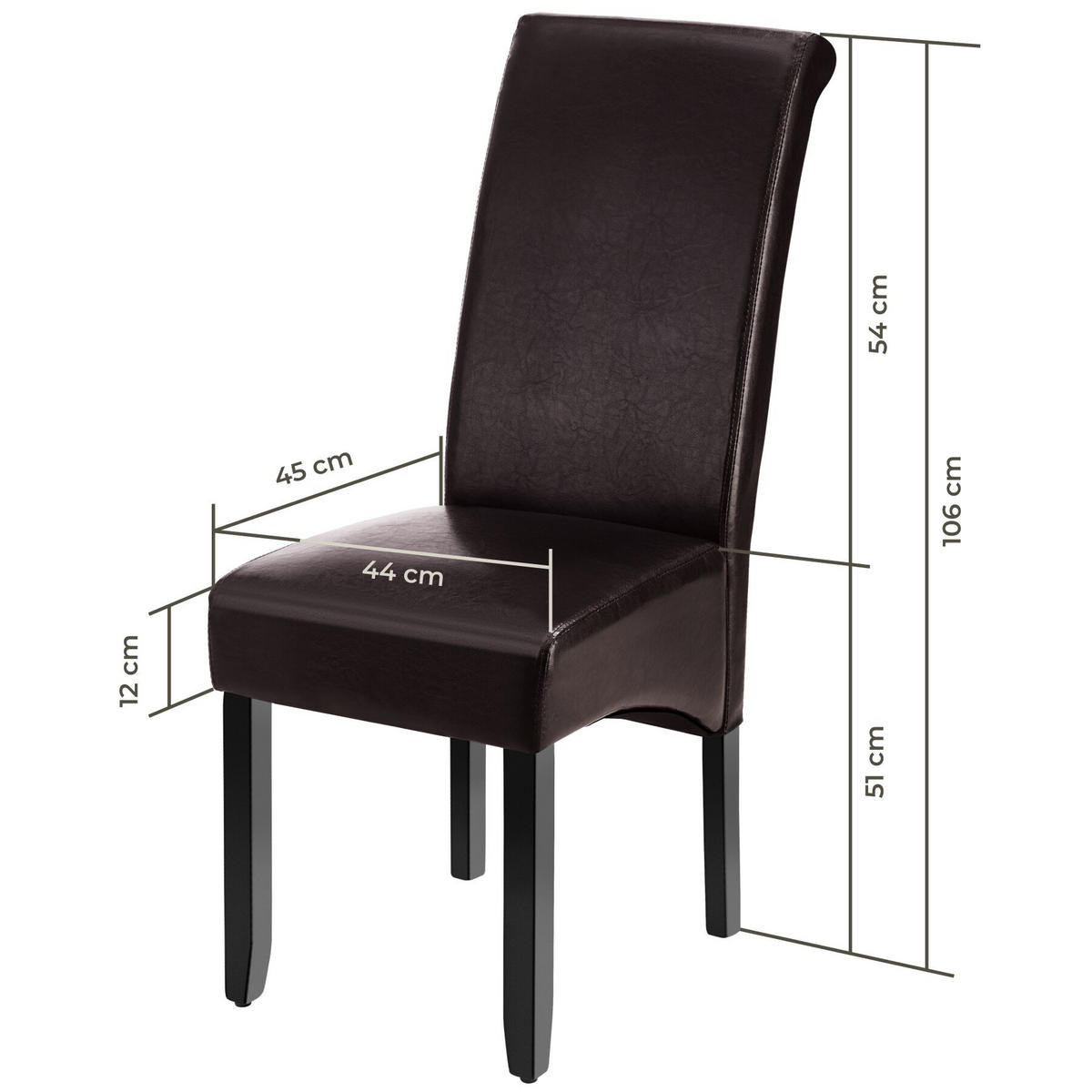 ESSZIMMERSTUHL 6er Set, 44 x 63 x 106 cm braun - Braun, Textil (44/106/45cm) - tectake