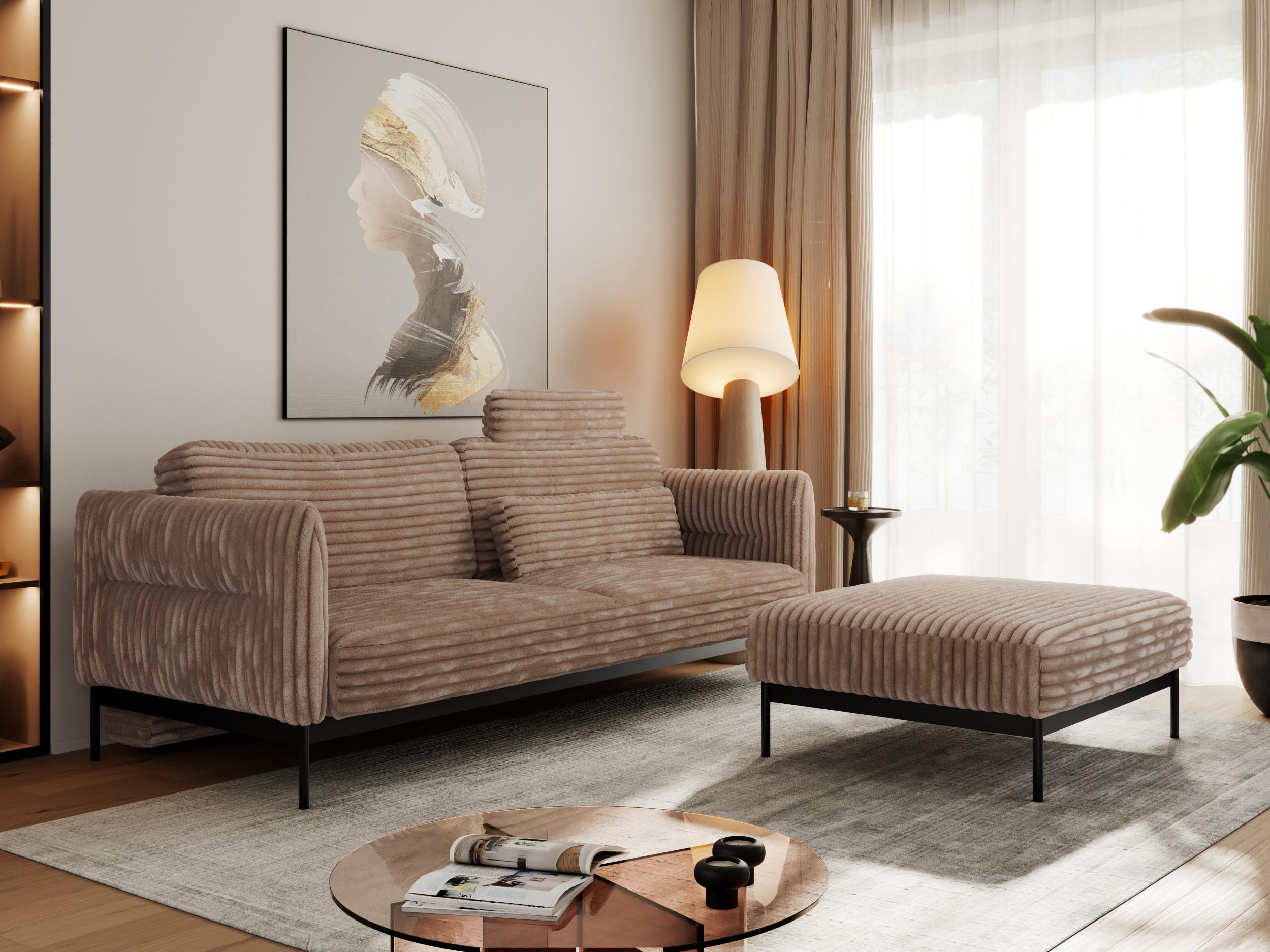 SCHLAFSOFA SALENTO Braun Cord - Schwarz/Braun, Textil/Metall (221/82/193cm) - MKS