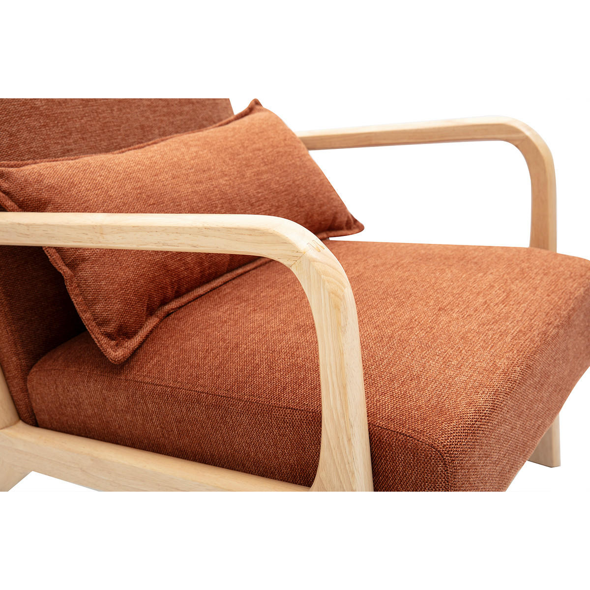 SESSEL Stoff Samteffekt Rostbraun Helles Massivholz DERRY - Terracotta, Holz (84/76/65.5cm) - Miliboo