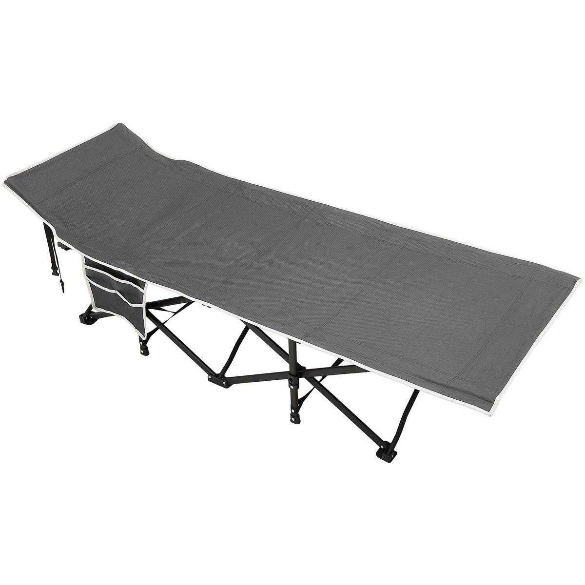 CAMPINGBETT Feldbett für Camping und Mittagspause in Schwarz Klappbar Platzsparend Robust und Langlebig 190 x 71 x 37 cm 6,78 kg - Grau, Metall - Livingandhome