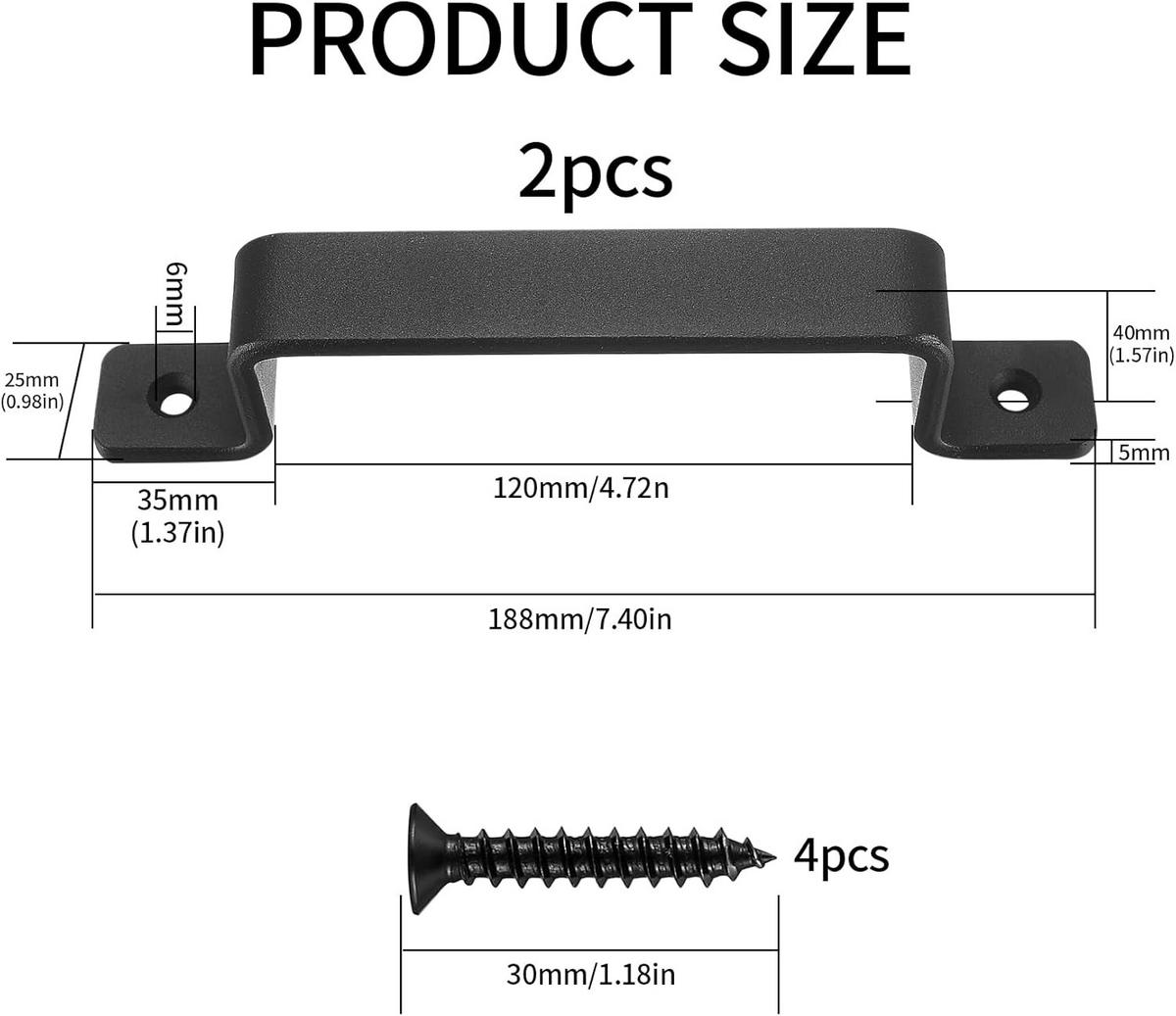 MÖBELGRIFF Schwarz 2er-Set Gusseisen - Schwarz, Metall (2.5/4/18.8cm)