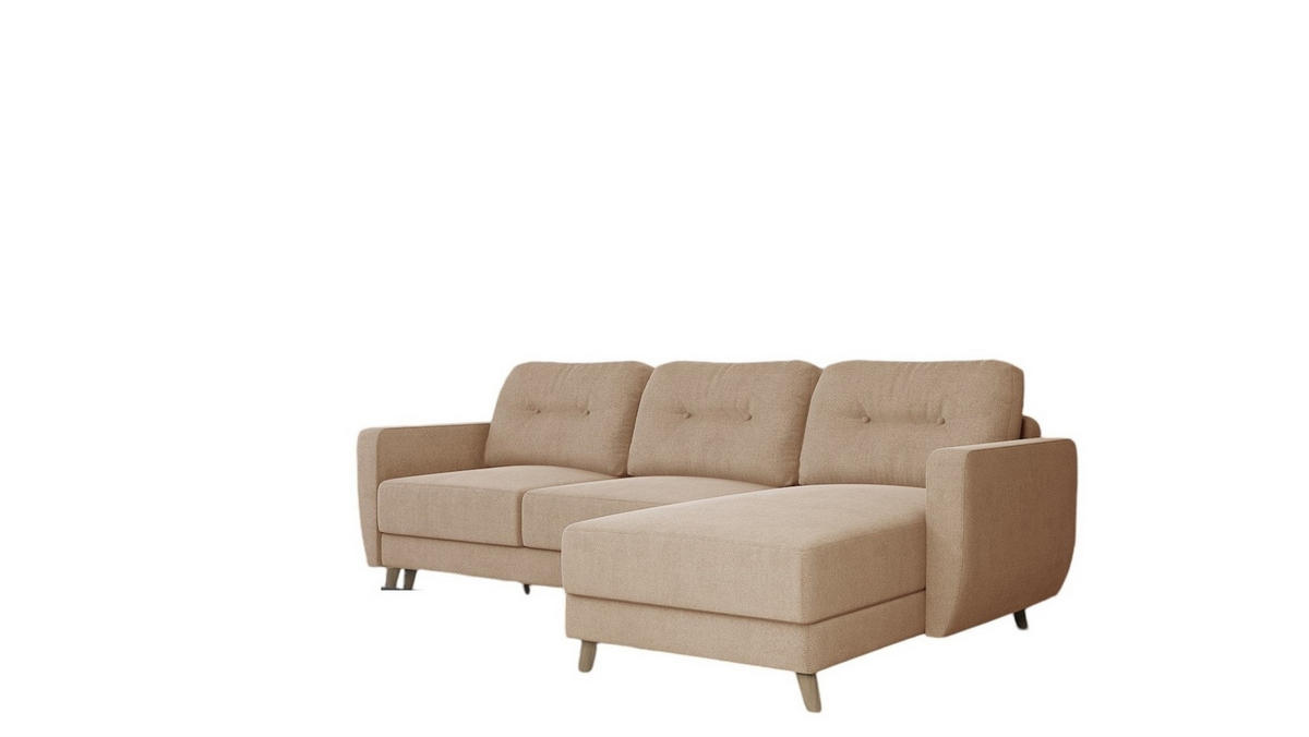 ECKSOFA Marlies In Sawana - Beige, Holzwerkstoff/Textil (233/140cm) - Fun Möbel