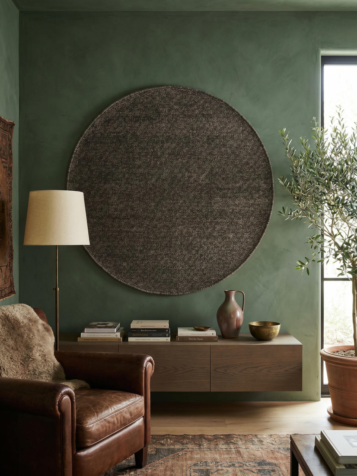 TEPPICH Wohnzimmer Einfarbig Pflegeleicht Waschbar OEKO-TEX Rund Braun 200x200 cm Gekettelt – AMMER - Braun, Textil (200/200cm) - KADIMA DESIGN