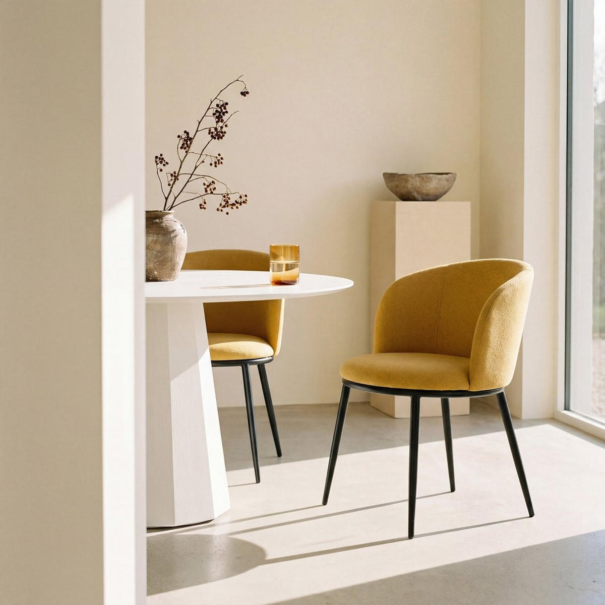 ESSZIMMERSTUHL Nolan Senf / Gelb 51 cm x 80 cm 2er-Set - Dunkelgelb, Textil (51/80/57cm) - Klast Home