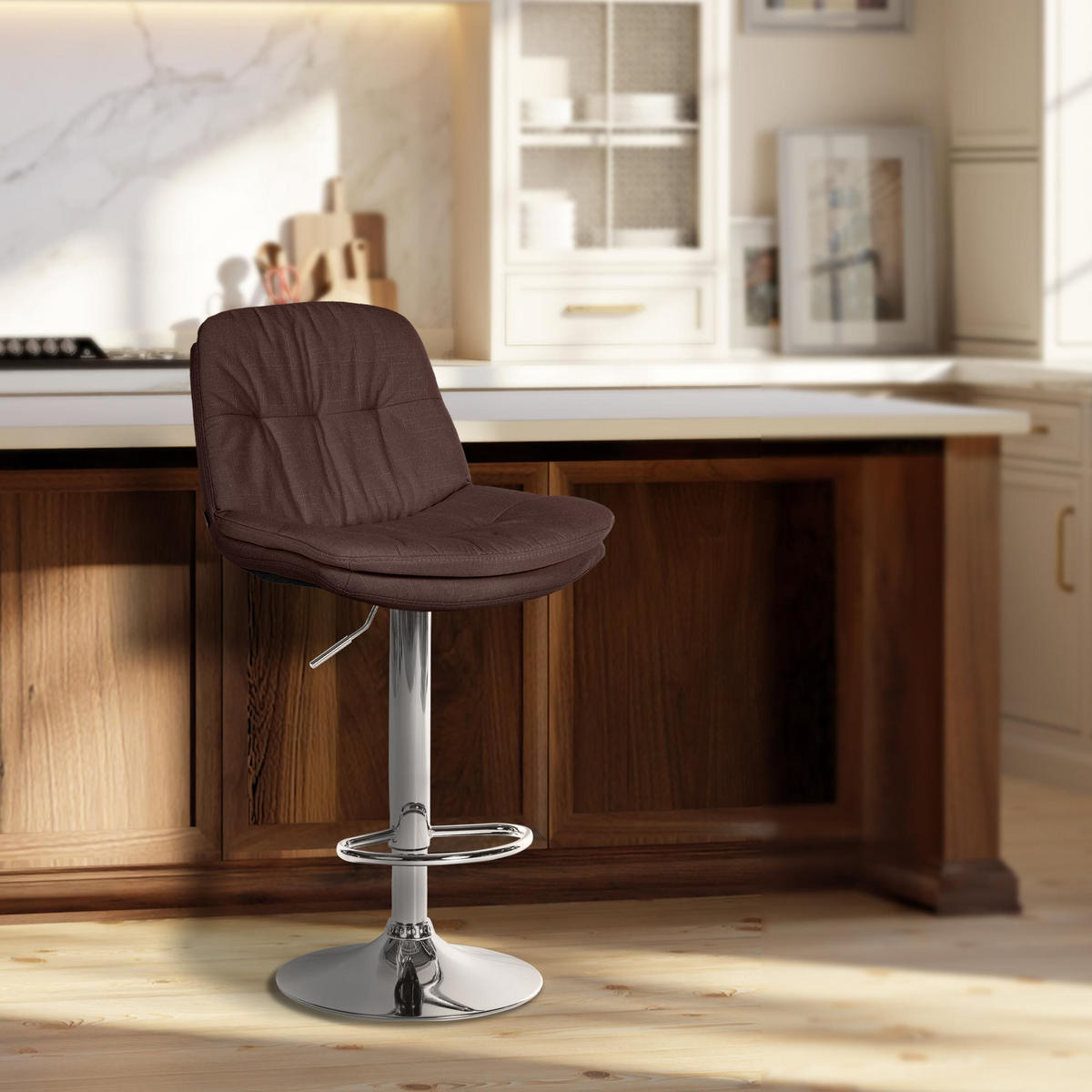 BARHOCKER Stoff braun - Schwarz/Braun, Textil (46/92/54cm) - CLP