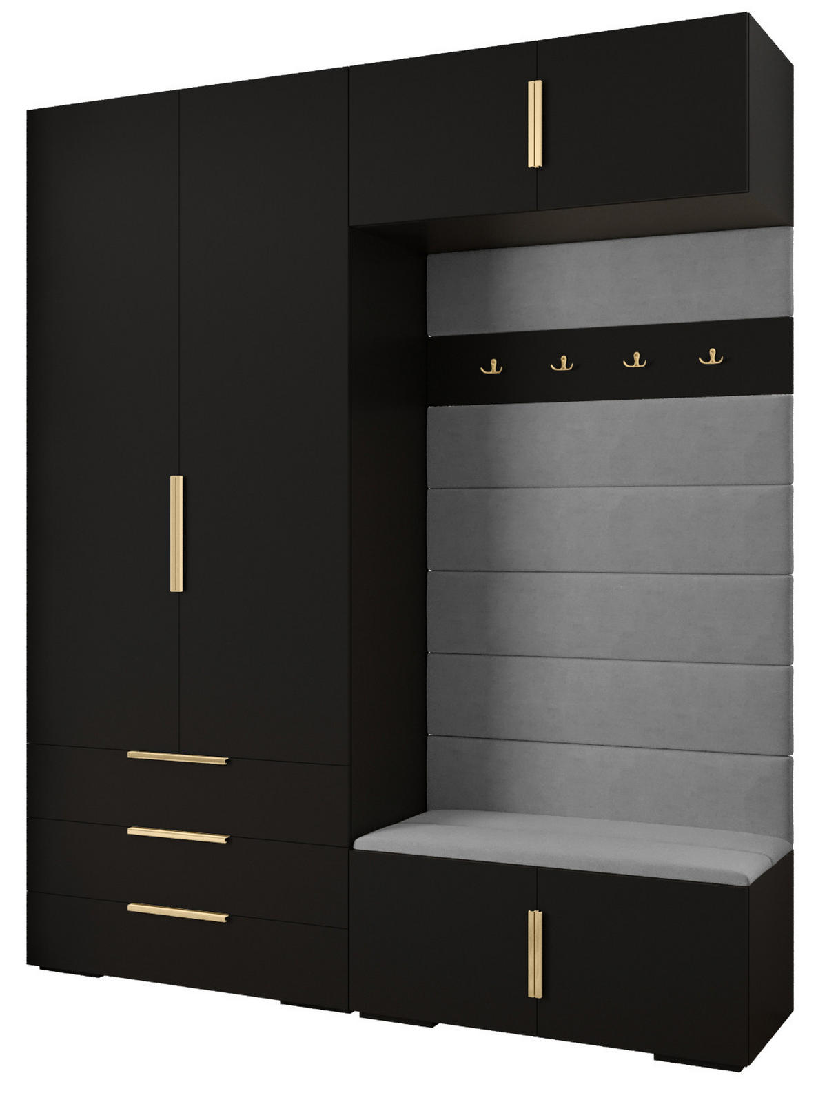 GARDEROBEN-SET 236,7/200/47 - Goldfarben/Schwarz, Holz/Kunststoff (200/236.7/47cm) - Abiks Möbel