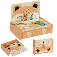 SPIELKÜCHE DE-18728 Mini-Küche mit 12 Zubehörteilen Holz - Multicolor, Holzwerkstoff (31.5/23.5/25cm) - ComfortXL
