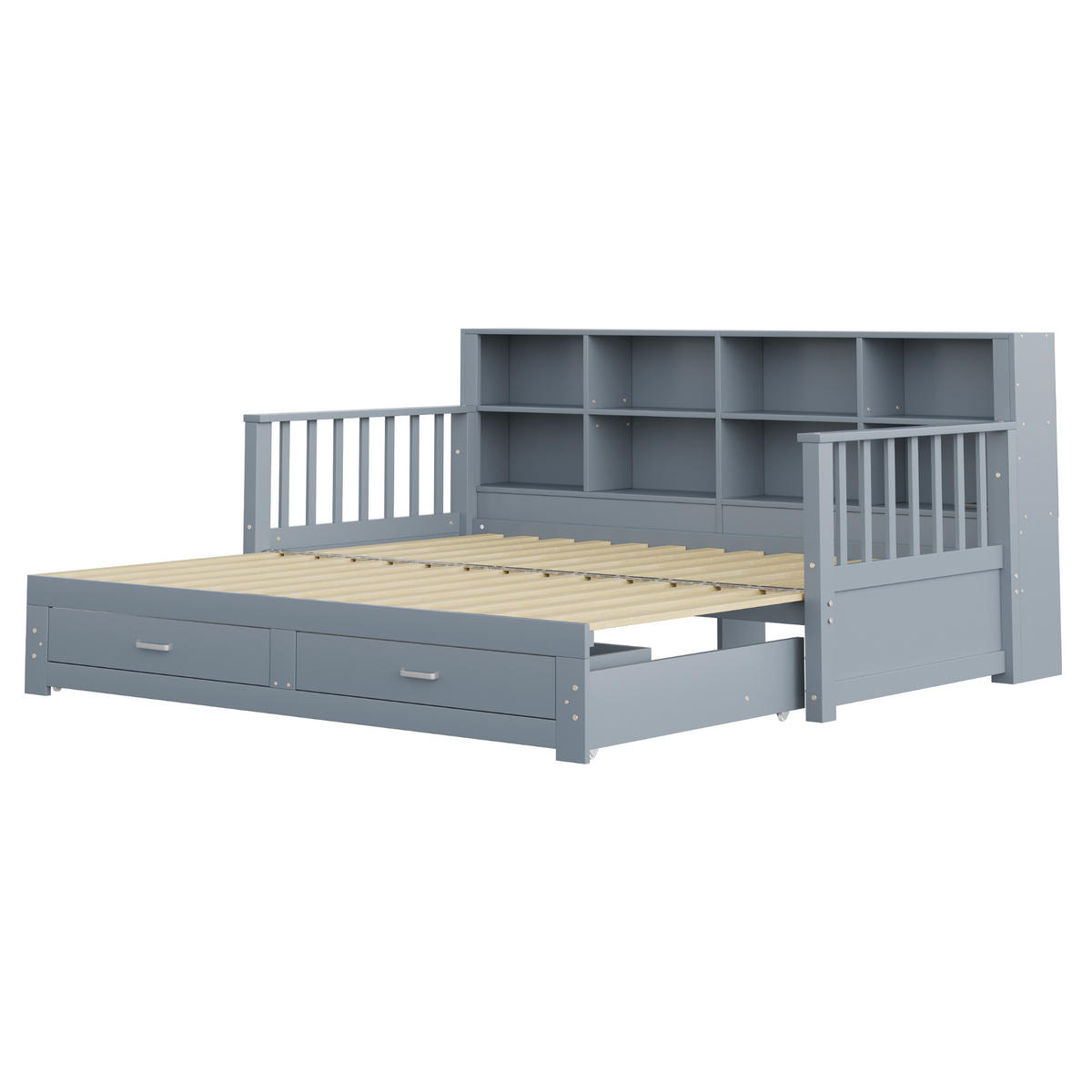 POLSTERBETT 90/180x190 Grau Kiefer USB Schubladen - Grau, Holz (180/190cm) - FLIEKS