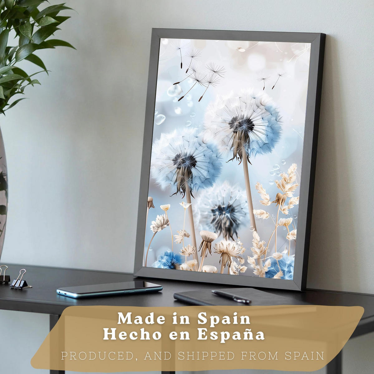 PLAKAT Sada 3 Sladká modř A4 Černý rám - černá, papír (29.7/1/21cm) - Nacnic