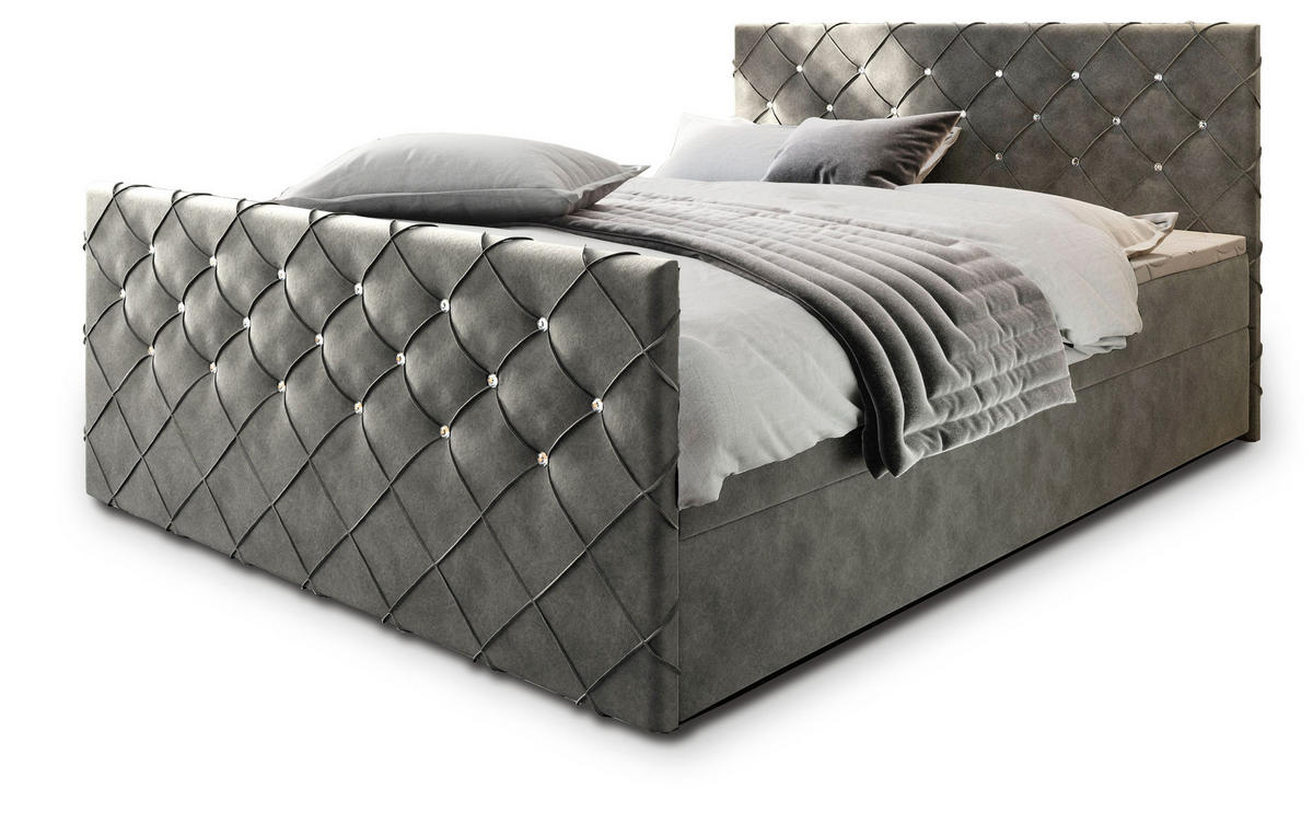 POSTEL BOXSPRING MANDI 160x200 cm, s matrací a úložným prostorem, šedá - šedá, kompozitní dřevo/textil (160/200cm) - MASSENO