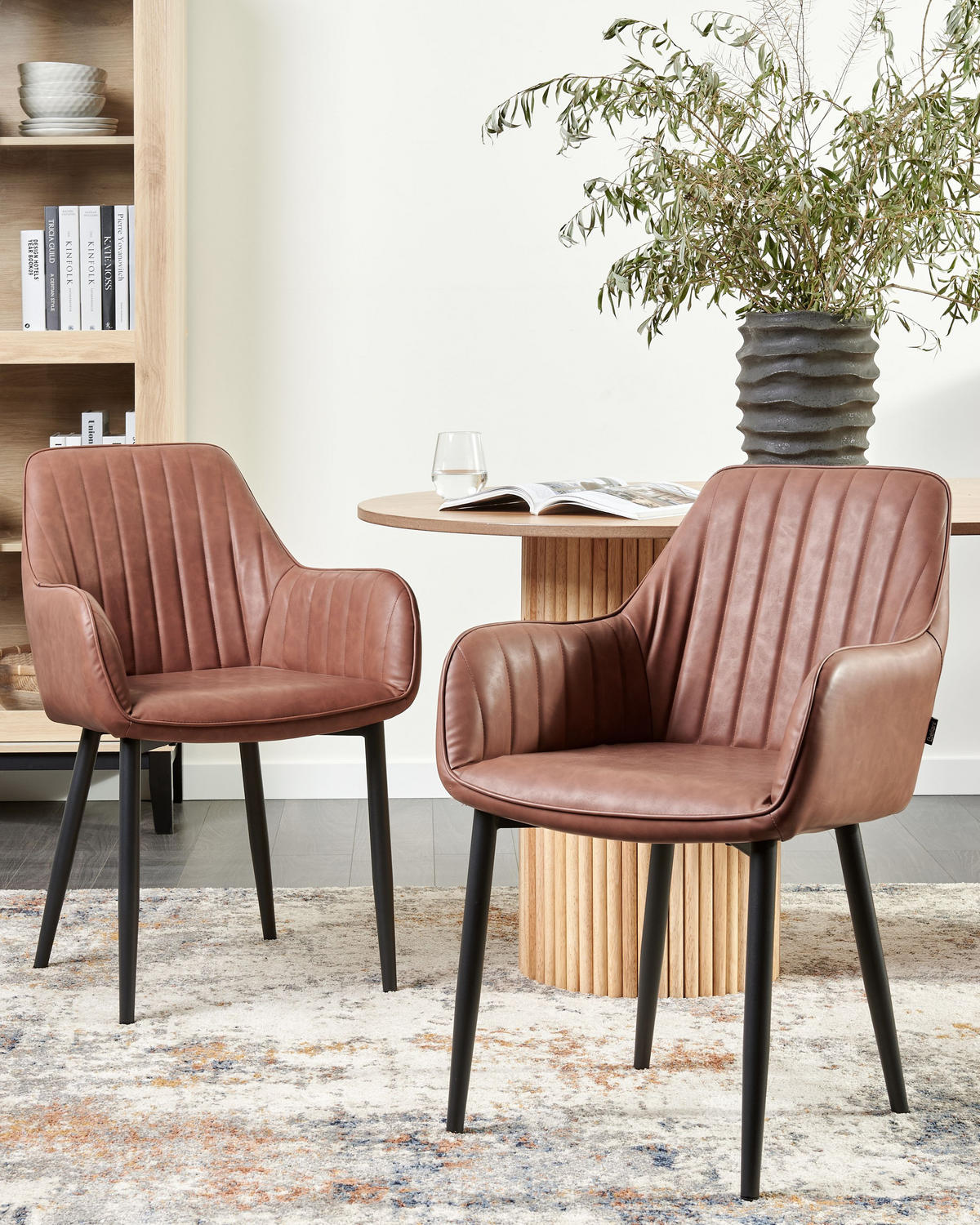 ESSZIMMERSTUHL 2er-Set Kunstleder Braun Wellston - Braun, Kunststoff (60/84/61cm) - Beliani