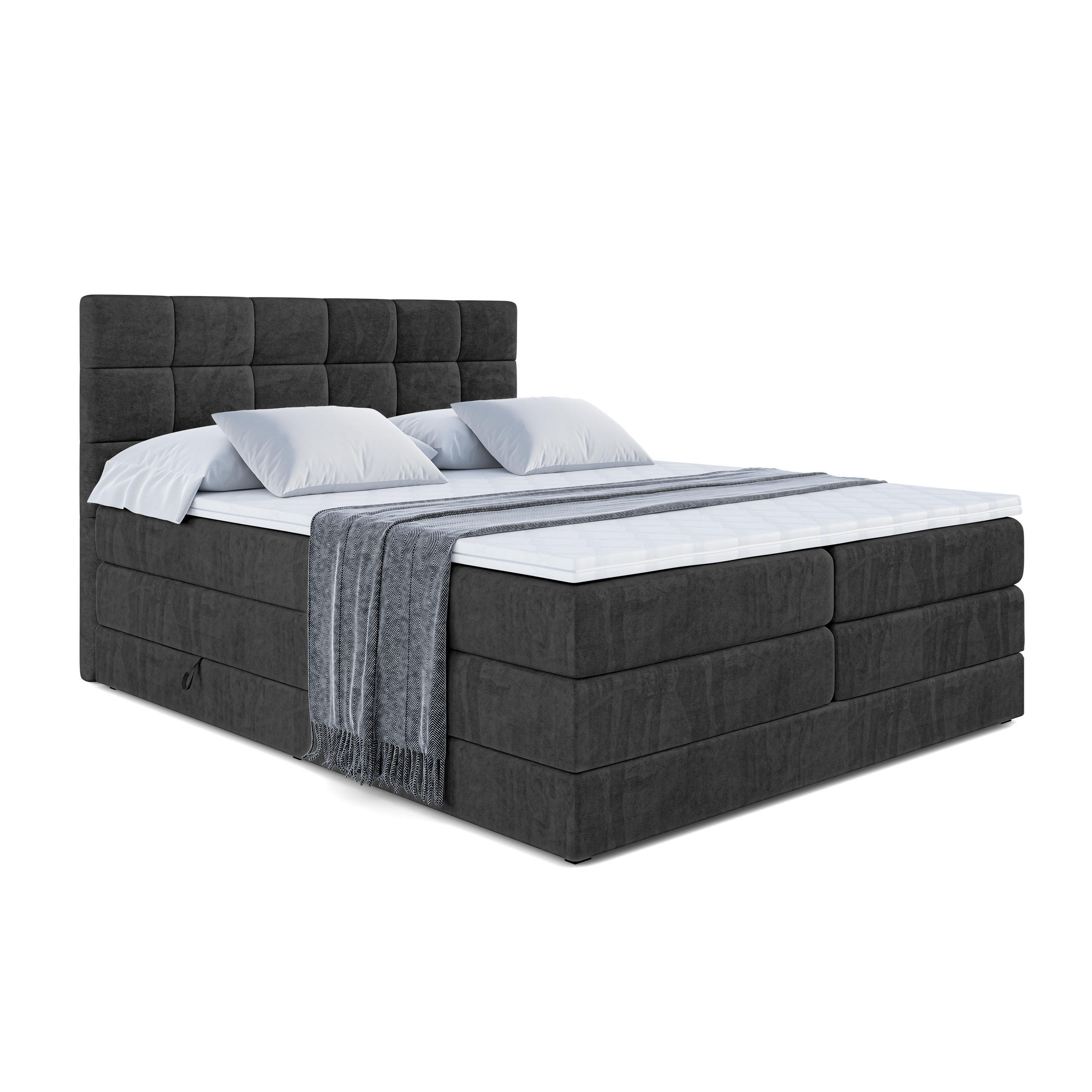 BOXSPRINGBETT BRUGO KING - 120 x 200 - H3/H4 - Schwarz - Schwarz, Holzwerkstoff (120/200cm) - ALTDECOR
