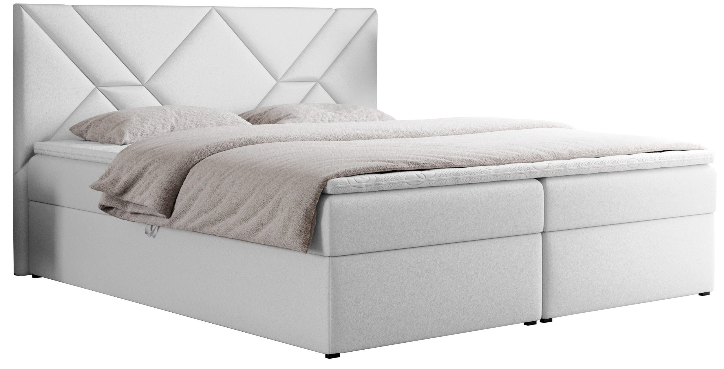 BOXBETT NEOMI 120/200 - Weiß Kunstleder - H3 - Visco - Weiß, Holz/Textil (120/200cm)