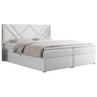 BOXBETT NEOMI 120/200 - Weiß Kunstleder - H3 - Topper T25 - Weiß, Holz/Textil (120/200cm)