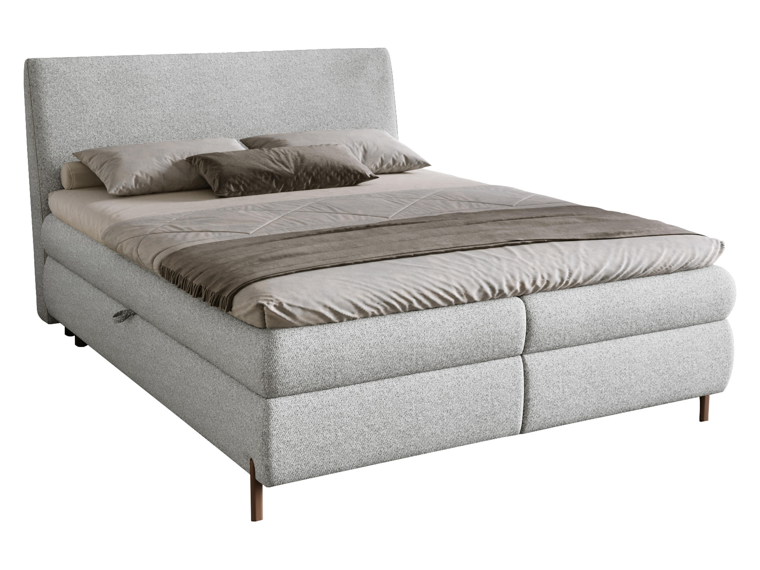 BOXBETT Evia - H3 - Hellgrau/Braun, Holzwerkstoff/Textil (140/200cm) - MIRJAN24