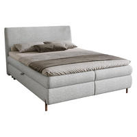 BOXBETT Evia - H3 - Hellgrau/Braun, Holzwerkstoff/Textil (160/200cm) - MIRJAN24