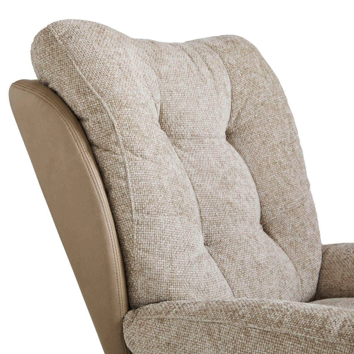 DREHSTUHL aus beigem Stoff mit Fußstütze L68 cm 87/90/68 cm - Beige, Textil (87/90/75.5cm) - Calicosy