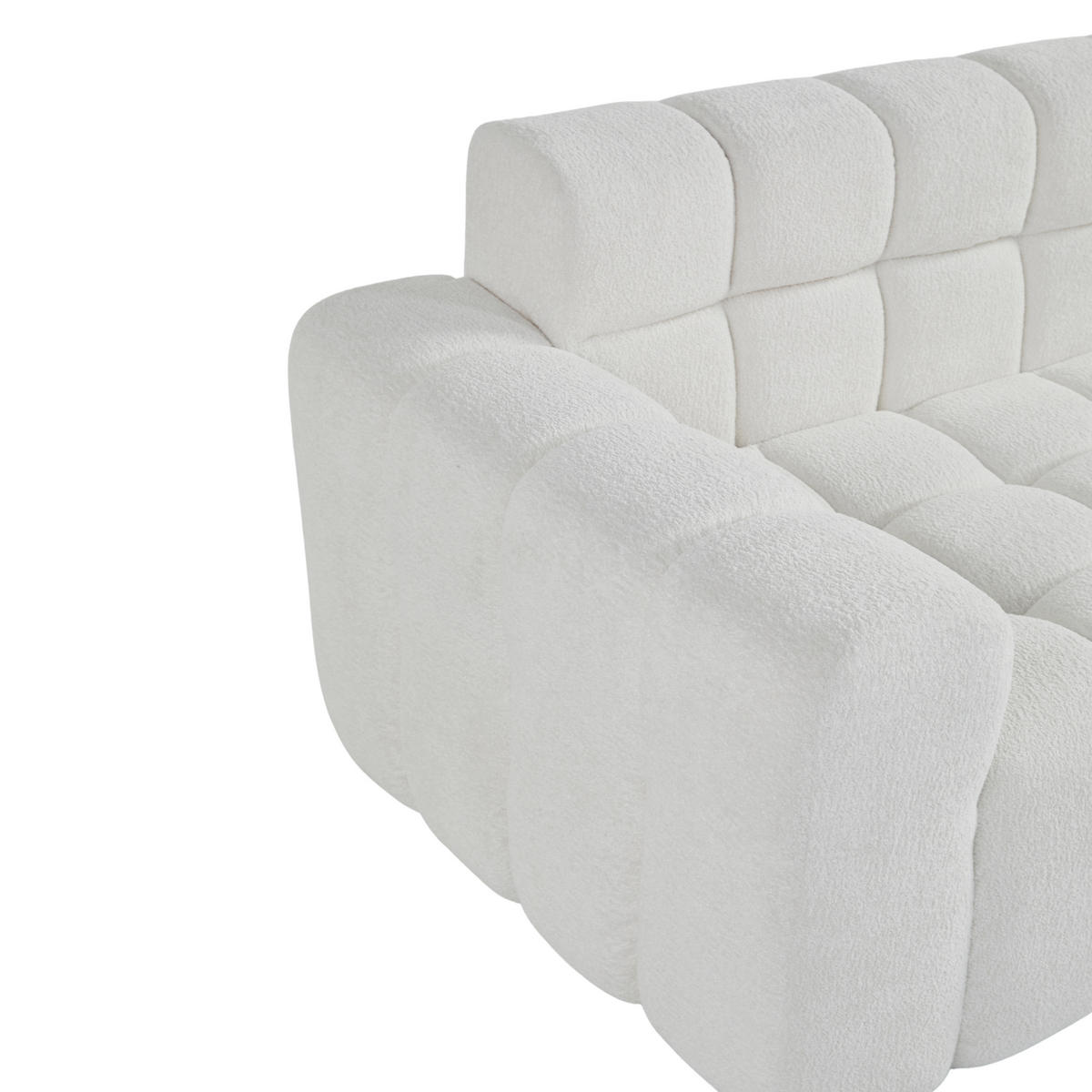 ECKSOFA L-Form 3-Sitzer in Weiß aus Samt mit recht Chaiselongue - Weiß, Textil (249.94/149.1cm) - CHICFURN
