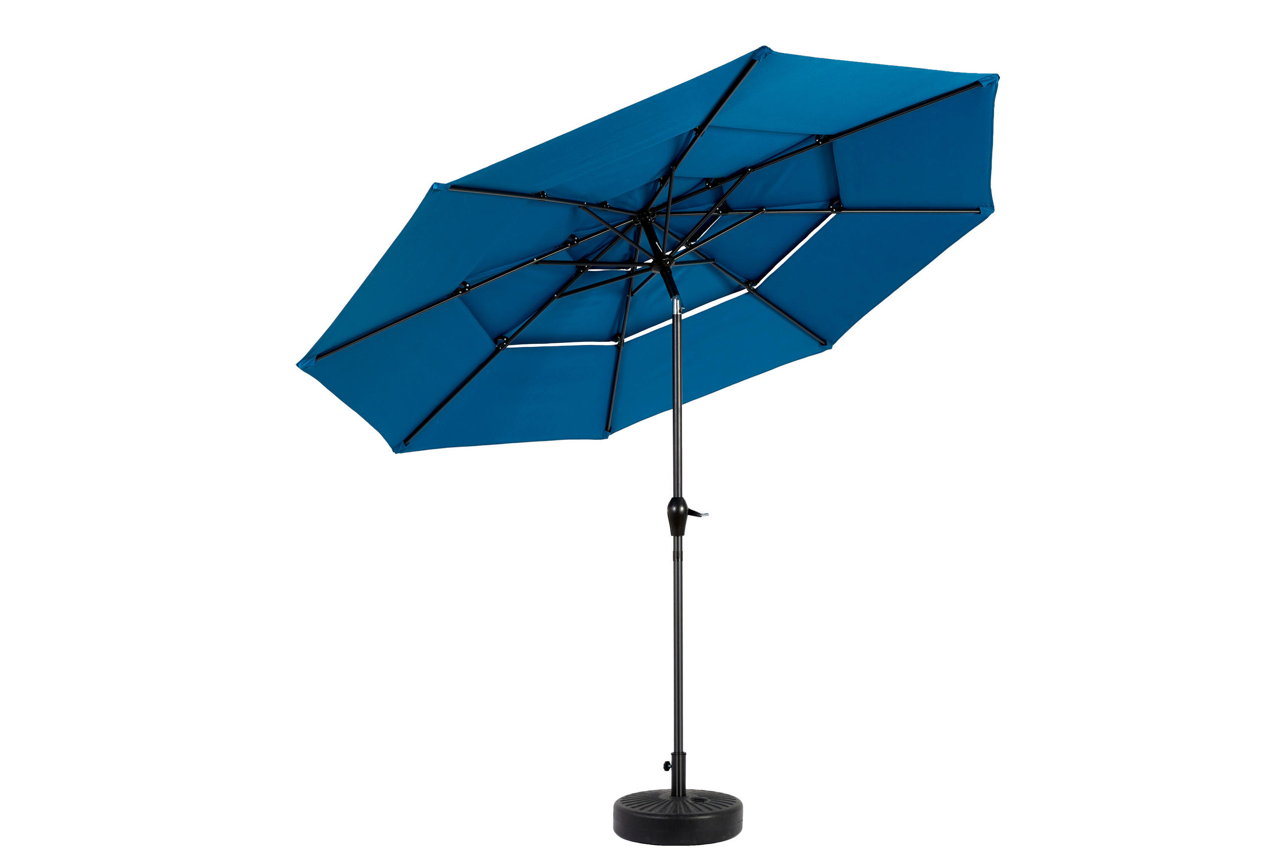 SONNENSCHIRM rund 305 cm in Dunkelblau mit Kurbel und Neigefunktion - Dunkelblau, Metall (294/294cm) - BEAOK