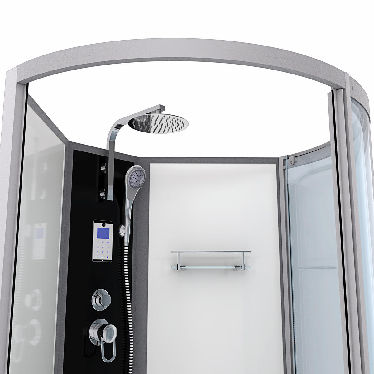 DUSCHKABINE mit Wanne K50-L01 Weiß 170x100 - Weiß, Glas/Kunststoff (170/98/225cm) - AcquaVapore by Sandra Jentho