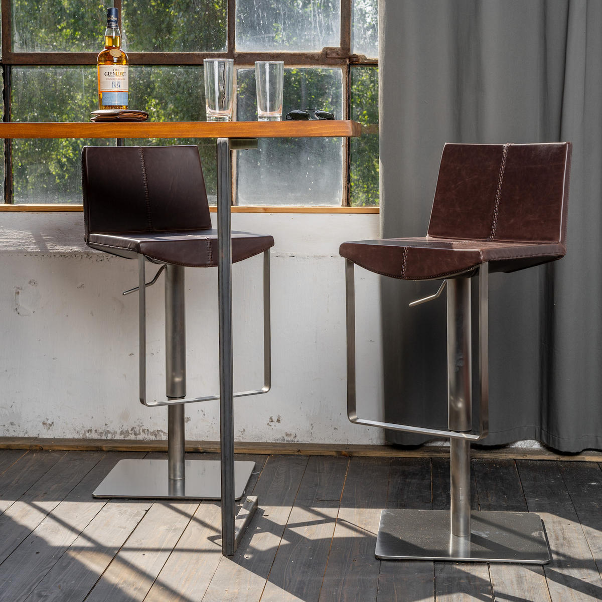 BARHOCKER FES Dunkelbraun Kunstleder - Dunkelbraun, Leder (42.5/85.5/51cm) - KAWOLA