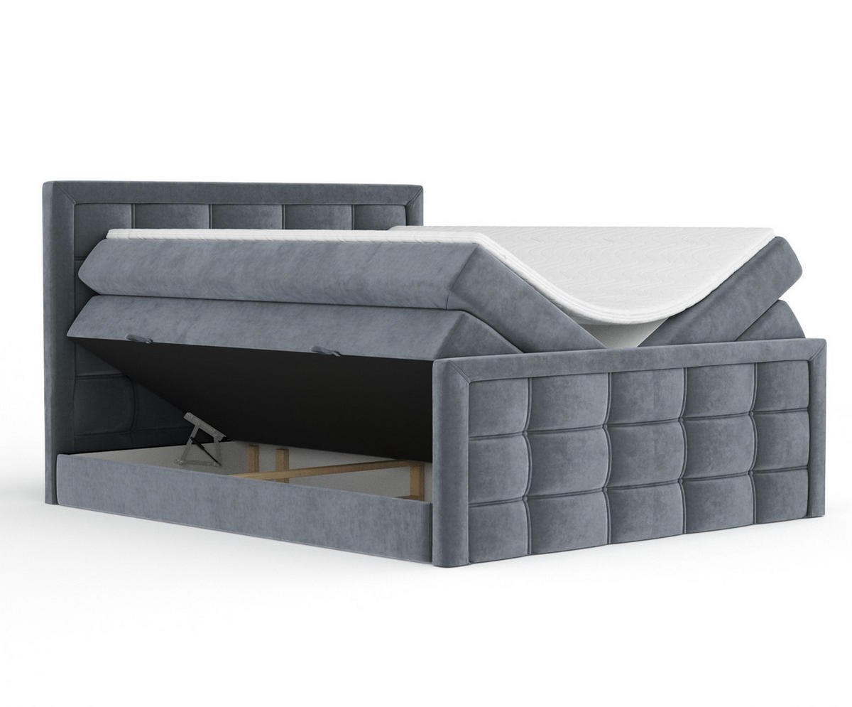 BOXSPRINGBETT Ambrosia Grau 140/200 cm - Schwarz/Grau, Holz/Holzwerkstoff (140/200cm) - Maison de Reve