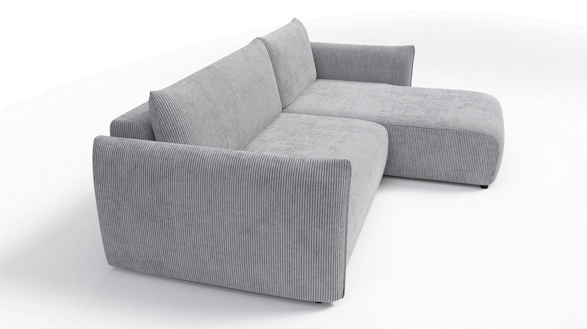 ECKSOFA TAUER 3-Sitzer links, hellgrau - Hellgrau/Schwarz, Holz/Textil (248/173cm) - Courtois Laville