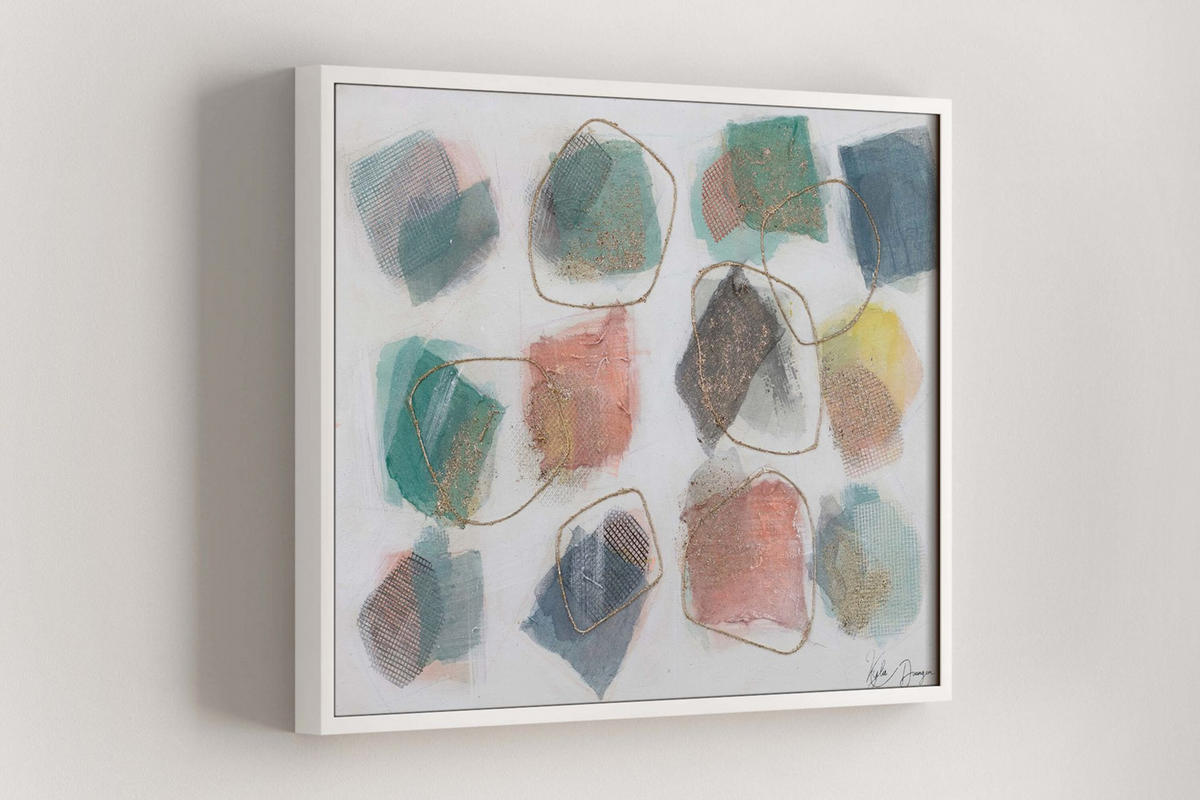 RUČNĚ MALOVANÝ AKRYLOVÝ OBRAZ BÍLÝ/BÉŽOVÝ, 100/75 CM - bílá/béžová, dřevo/textil (100/75cm) - KUNSTLOFT