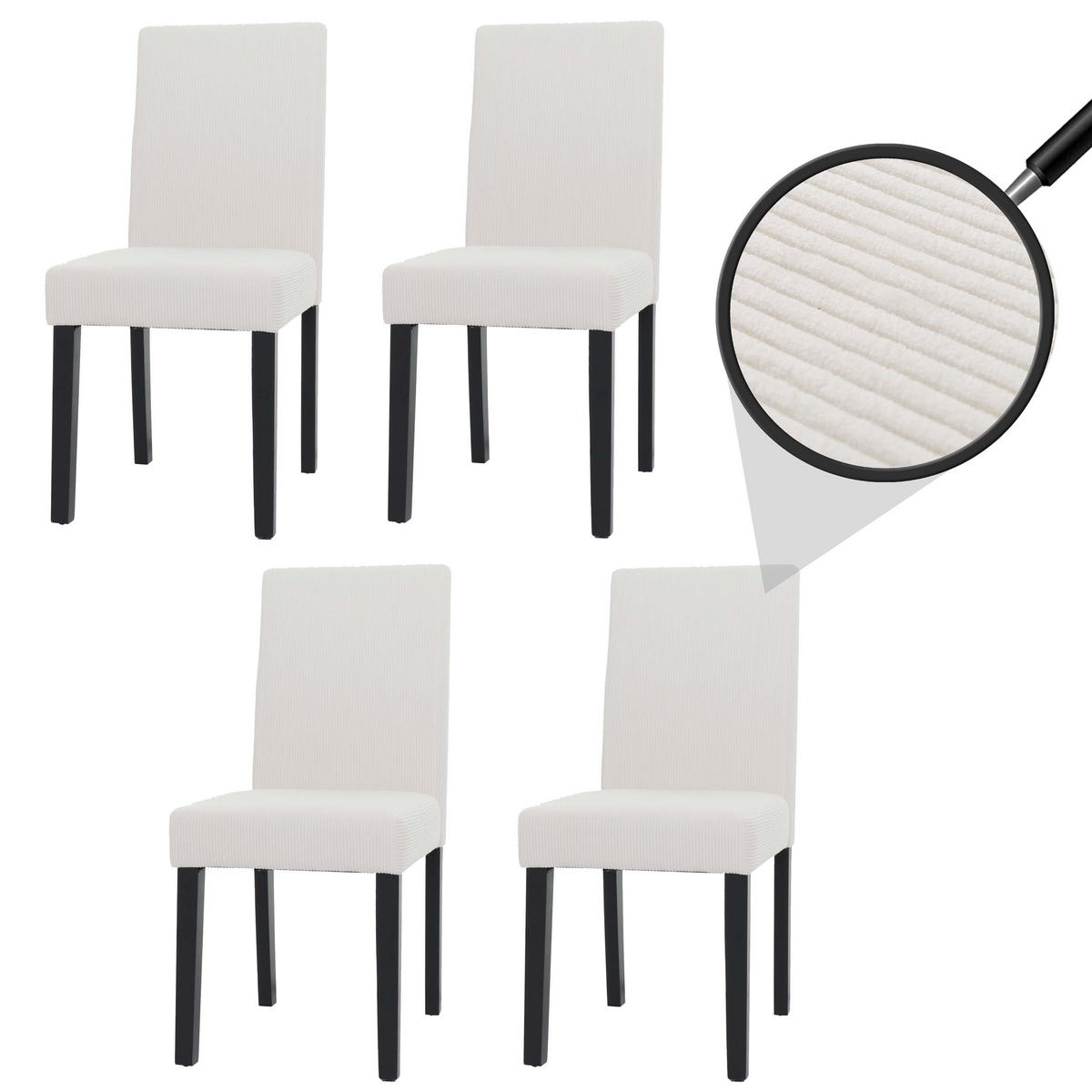 ESSZIMMERSTUHL Cremeweiß 4er-Set - Weiß, Textil (42/90/50cm) - MCW