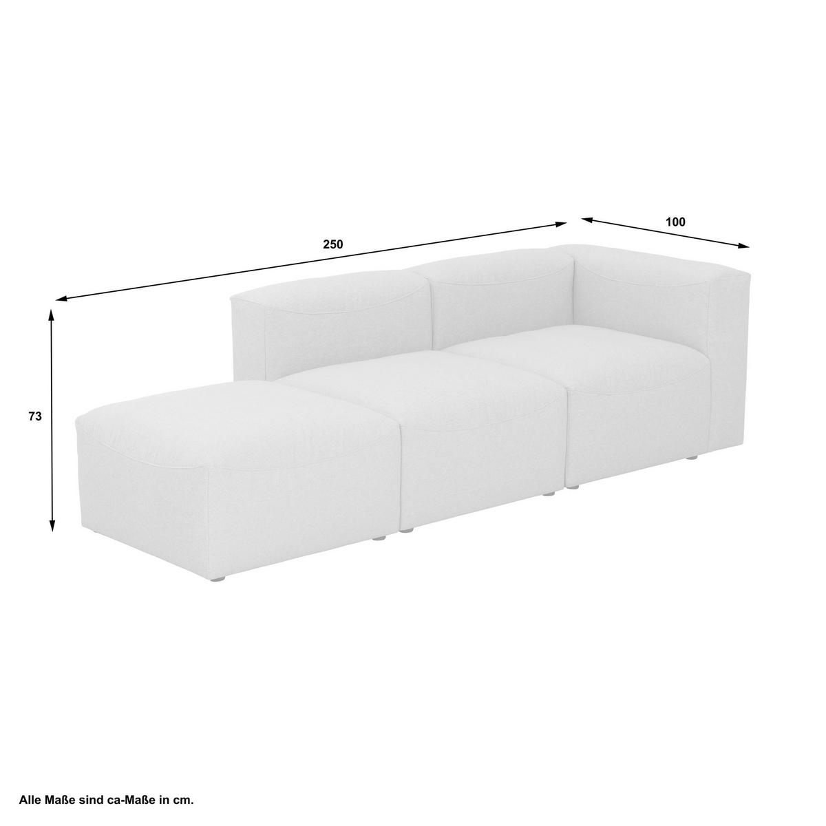 SOFA 2-Sitzer mit Hocker links Kattrina Flachgewebe creme - Creme, Kunststoff (100/73/250cm) - 58aufmkessel