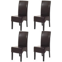 ESSZIMMERSTUHL 4er-Set klassisch und zeitlos 90x43x56cm Kunstleder Sitzhöhe 45cm Braun dunkle Beine - Braun, Kunststoff (43/90/56cm) - CHEFGASTRO