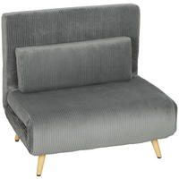 BÄDDFÅTÖLJ i polyester, mörkgrå - Beige/Brun, Textil/Metall (75/84/90cm) - HOMCOM