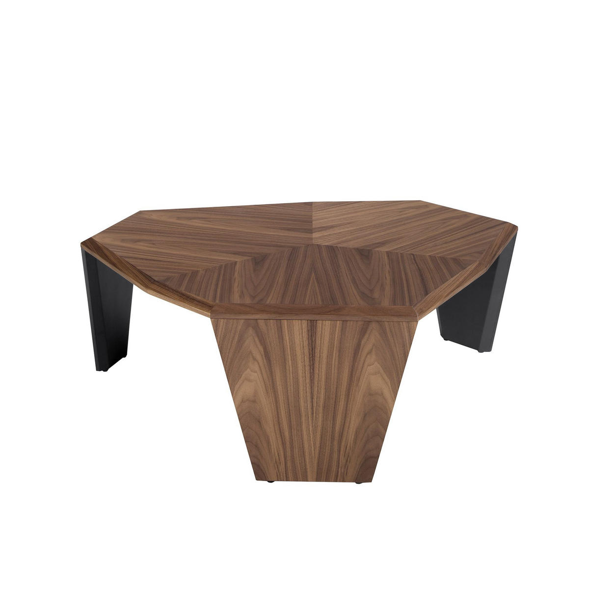 COUCHTISCH Asymmetrischer Couchtisch aus Walnussholz und schwarzem PVC 115/96/40 cm - Walnussfarben/Schwarz, Holz (96/115/40cm) - ANGEL CERDA