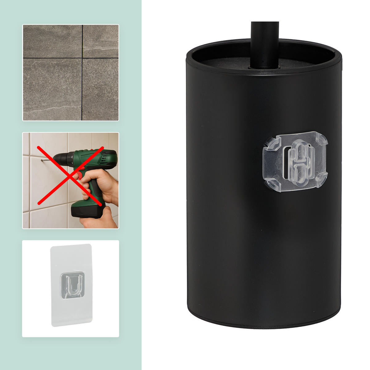 TOALETNA ščetka - črna, kovina/umetna masa (9/40.5/10cm) - Relaxdays