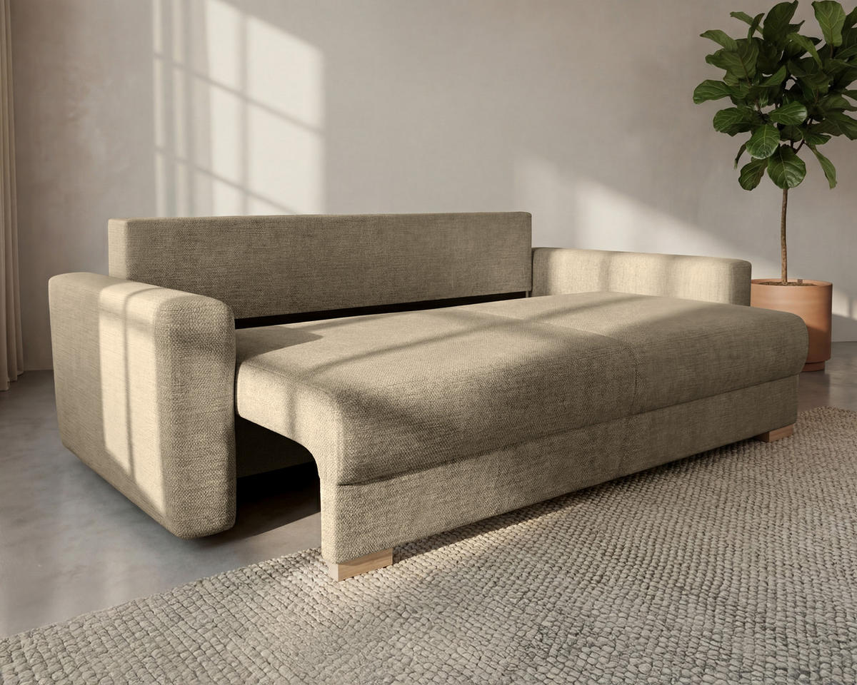 3-SITZER-SCHLAFSOFA ELMA mit Bettfunktion, braun - Braun, Holz (92.5/79/230cm) - Homesy