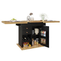 ESSTISCH, ausziehbar 110-140/80/75 cm mit Stauraum & Snack-/Weinregal, Schwarz/Natur - Schwarz, Holzwerkstoff (110/80/75cm) - Redom
