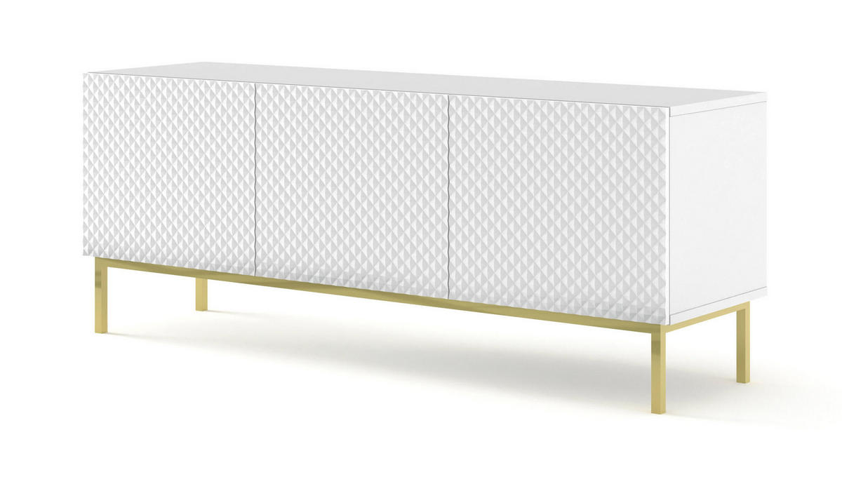 TV-LOWBOARD WEIß - Goldfarben/Weiß, Holzwerkstoff (150/58/42cm) - FURNLUX