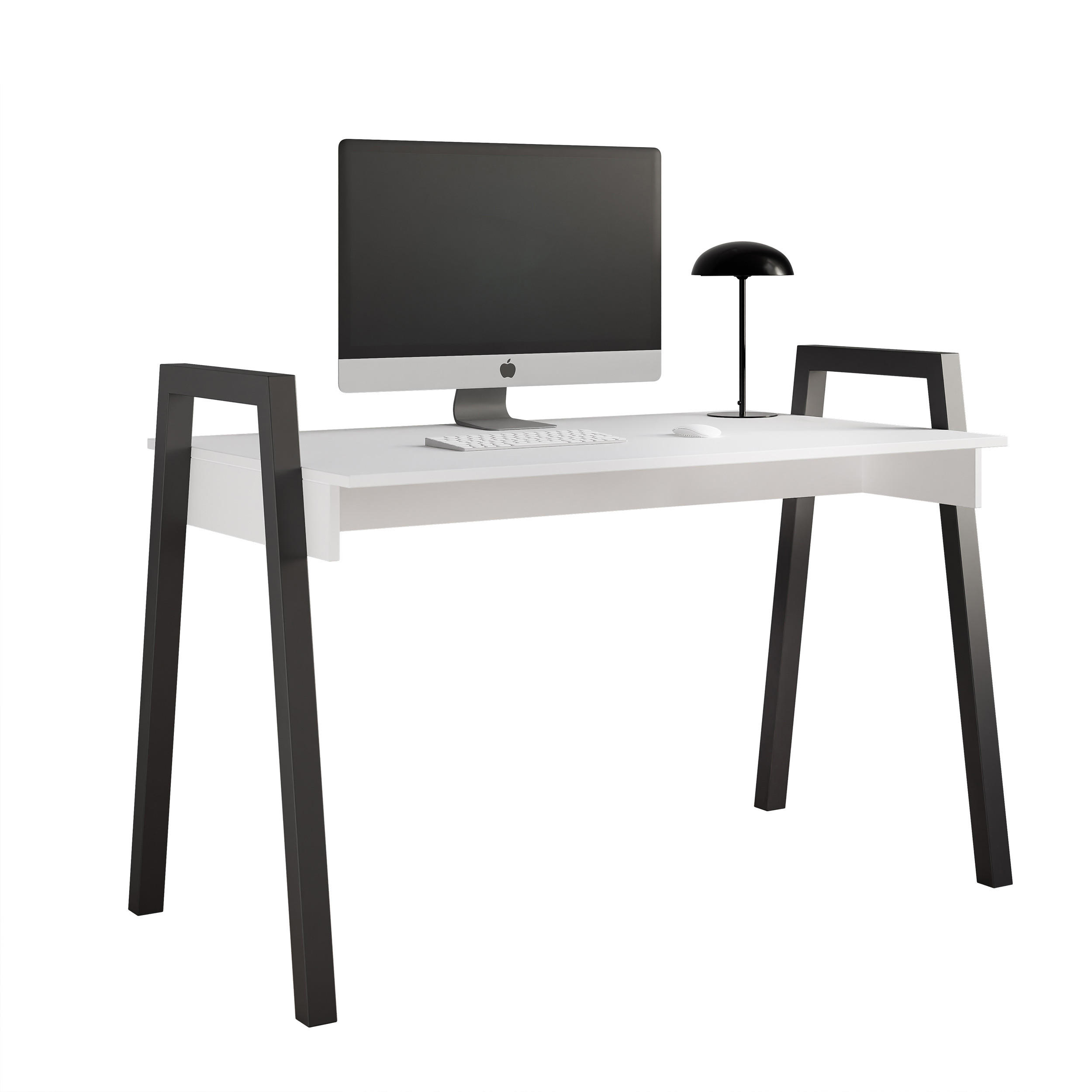 SCHREIBTISCH NOVO 120/68/82 cm, Schwarz / Weiß - Schwarz/Weiß, Holzwerkstoff/Metall (68/120/82cm) - Idohome