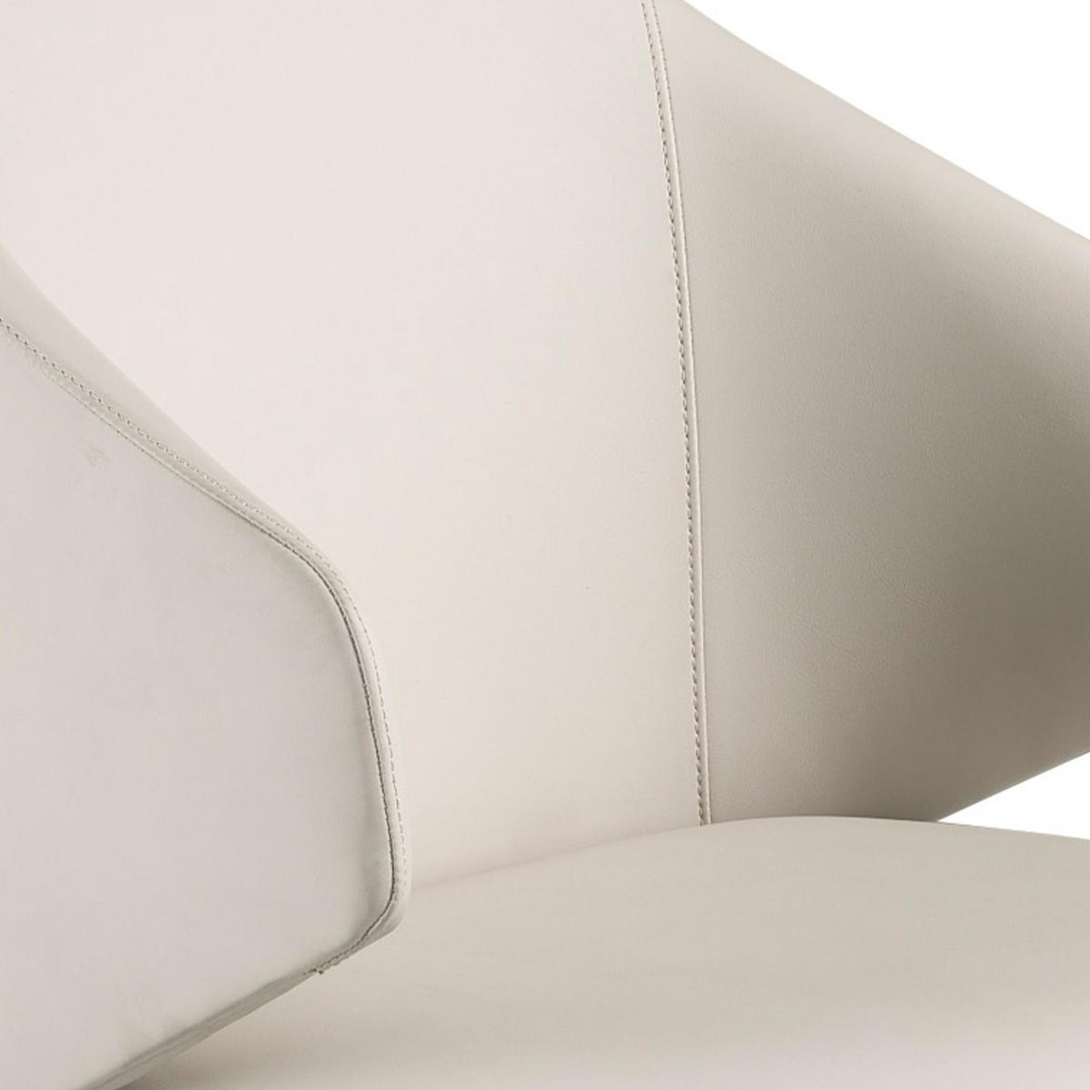 STUHL Cremefarbener Kunstlederstuhl 53/54/82 cm - Eichefarben/Creme, Leder (53/82/54cm) - ANGEL CERDA